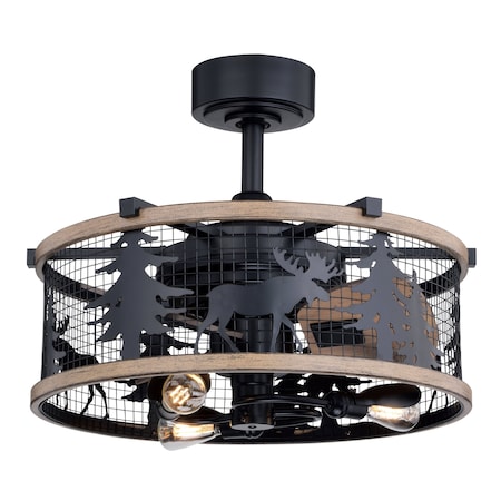 Vaxcel Kodiak Black and Burnished Teak Rustic Ceiling Fan with LED Light Kit and Remote Moose F0103